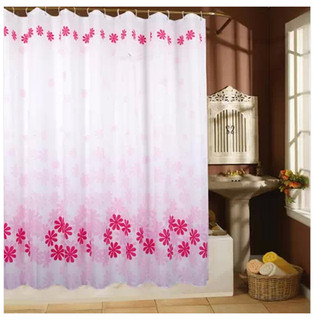 Cortina de chuveiro Qiao Sister flor rosa à prova d'água espessada gancho livre banheiro