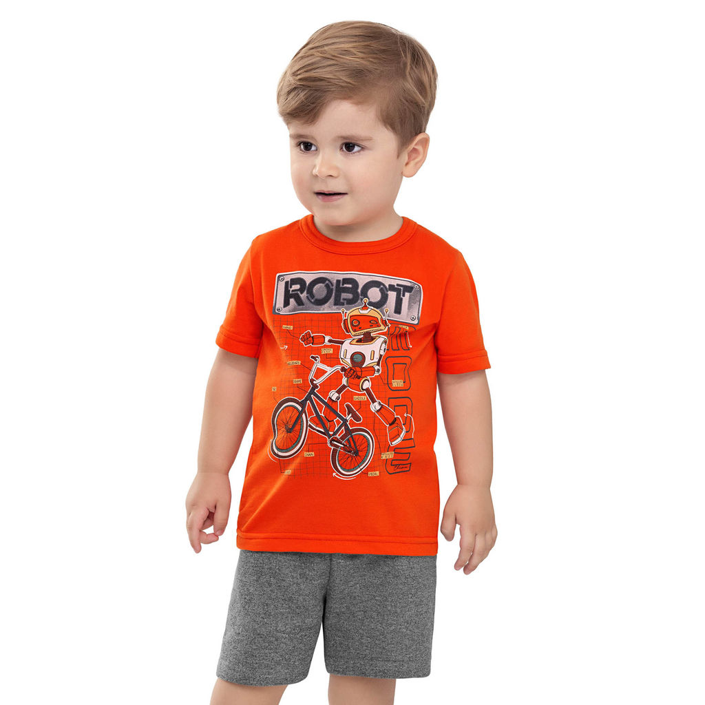 Conjunto Infantil Menino Estampa Radical Elian Laranja