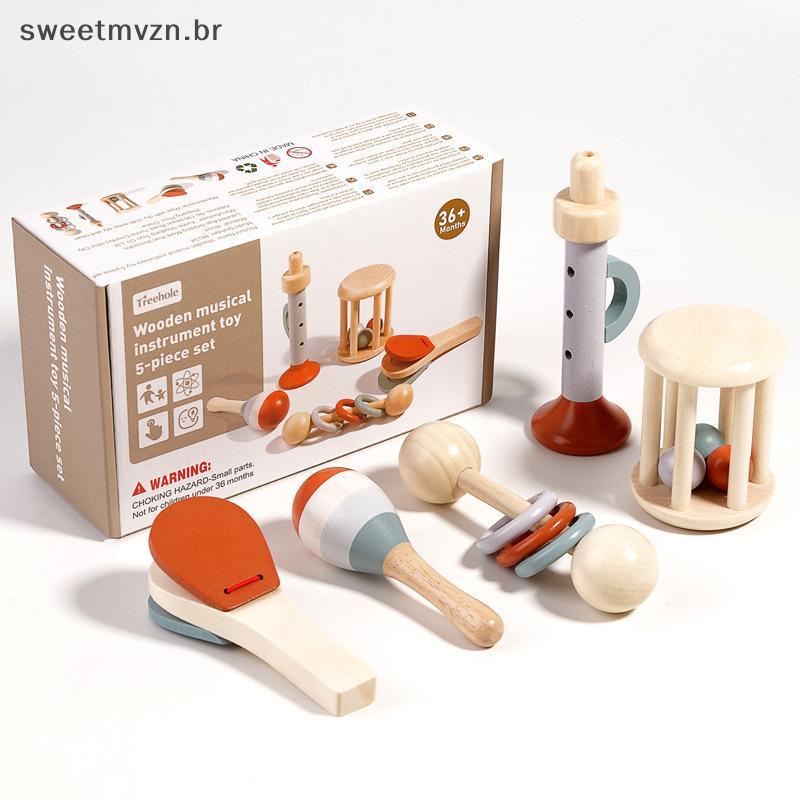 sweetmvzn 5 Pçs Instrumentos Musicais Do Bebê Chocalho Sensorial Brinquedos Educativos Infantis Montessori Presentes De 