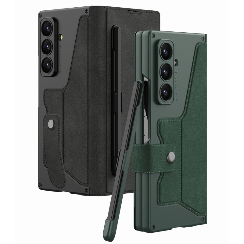 Capa De Couro Flip Para Samsung Galaxy Z Fold 8 Ultra , Proteção Comercial , Fib