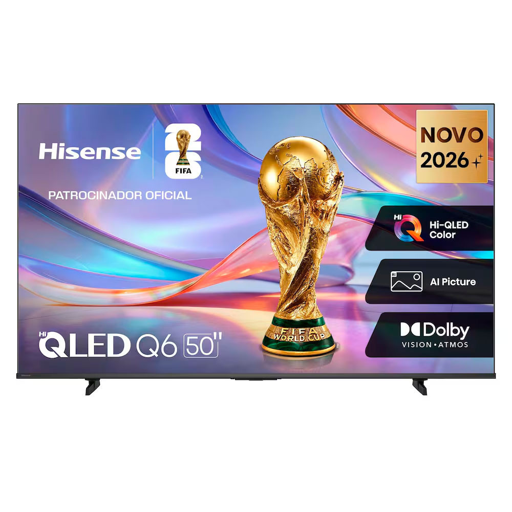 Hisense Smart TV 4K 50" Polegadas 50Q6QVV com Processador AI, Dolby Vision, HDR10+, HLG, Filmmaker Mode, Dolby Gaming, Dolby Atmos, MiraCast e Compatibilidade Alexa e Google