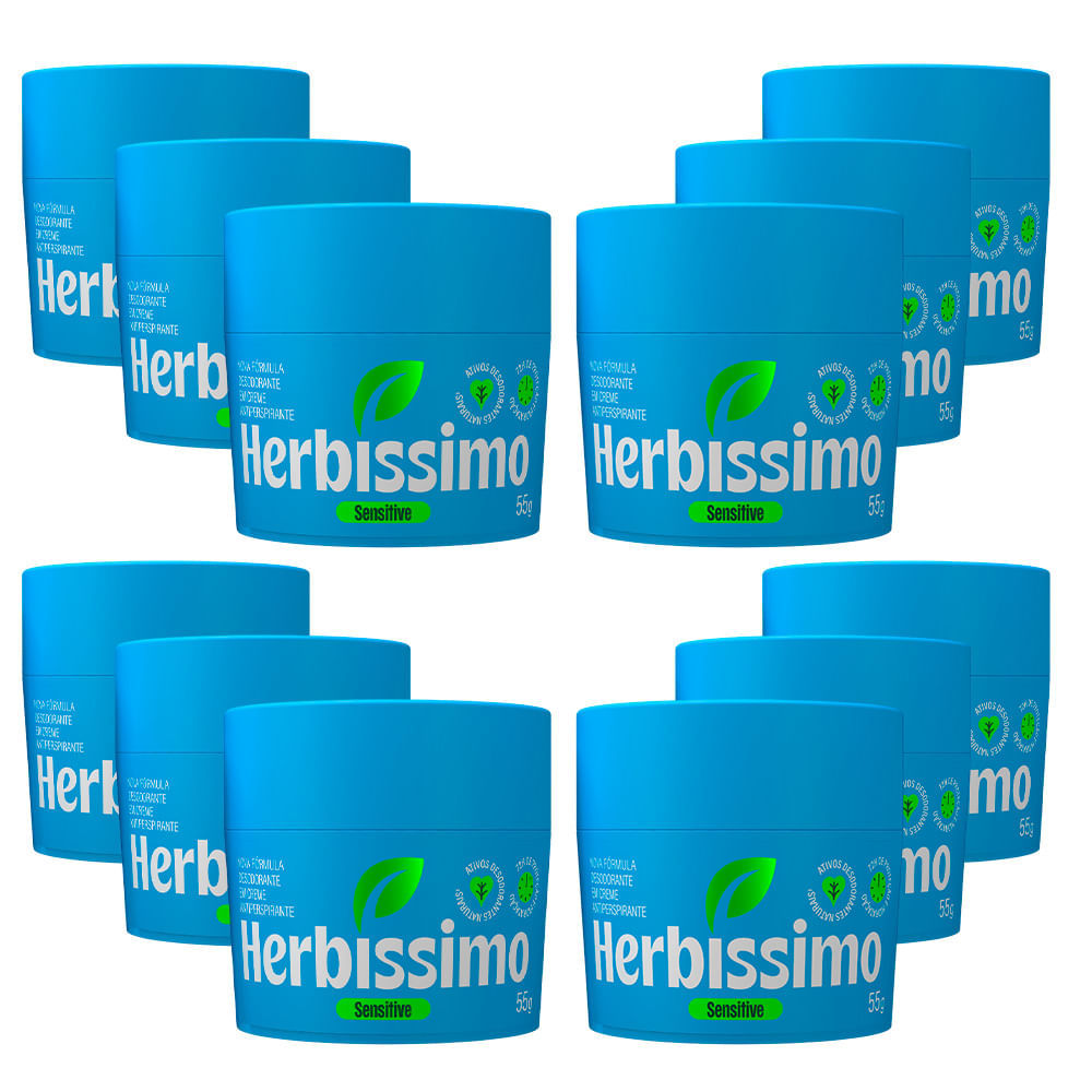 Kit Desodorante Creme Herbíssimo Sensitive 55g - 12 Unidades