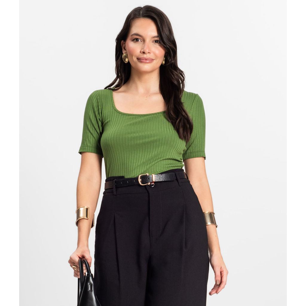 Blusa em Ribana Canelada Rovitex Verde