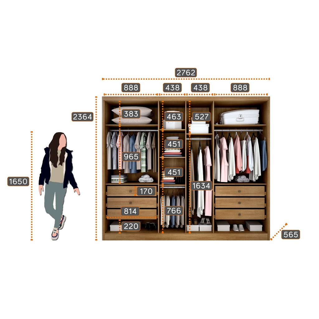 Guarda Roupa 6 Portas 6 Gavetas com Espelho Reno Marrom/Cumaru/Fendi Cumaru/Fendi · foto 2