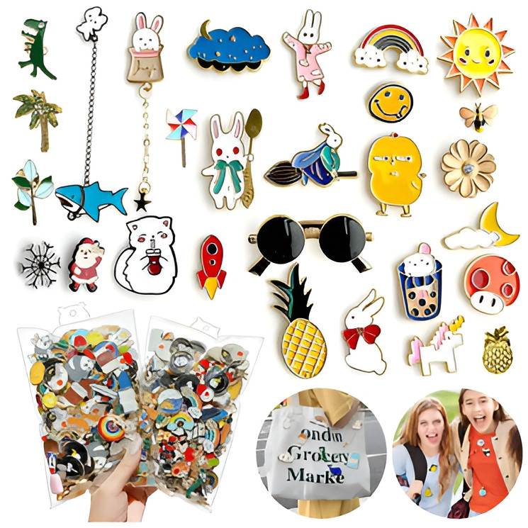Broche Metálico Enamel Cartoon Feminino para Mochila Bolsa Roupa Acessório de Moda Colorido