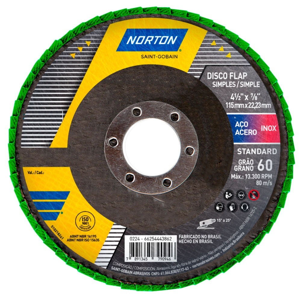 Disco de lixa flap disc côncavo 4.1/2" fibra - Standard