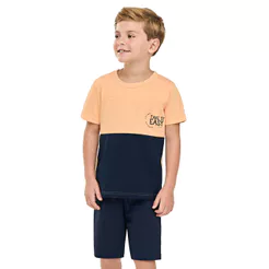 Conjunto Infantil Menino Bicolor Texturizado Elian Laranja
