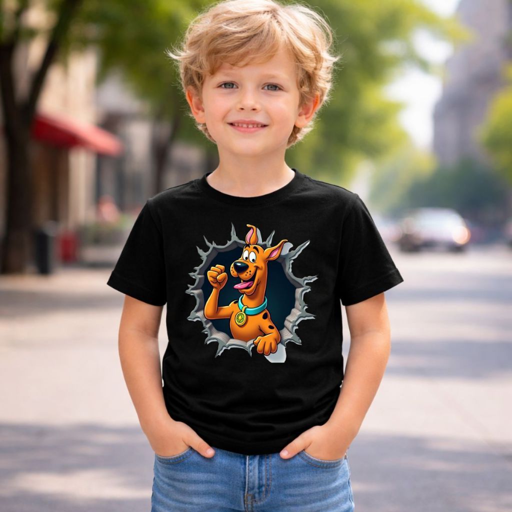 Camiseta Scooby-Doo Infantil Cartoon Desenho Animado Roupa Menino Estampa Divertida Presente Kids