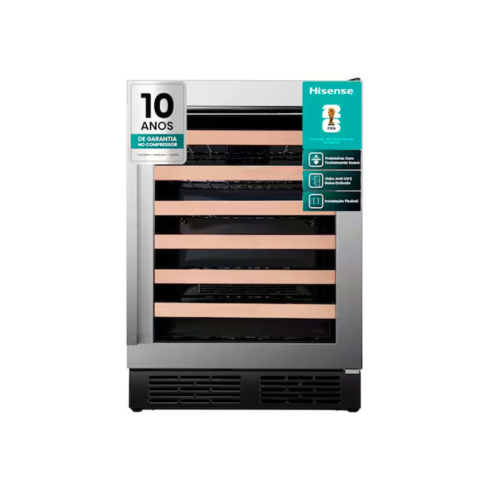 Imagem Adega Climatizada Hisense Wine Cooler HWL-54W1ANQRI 54 Garrafas Porta de Vidro