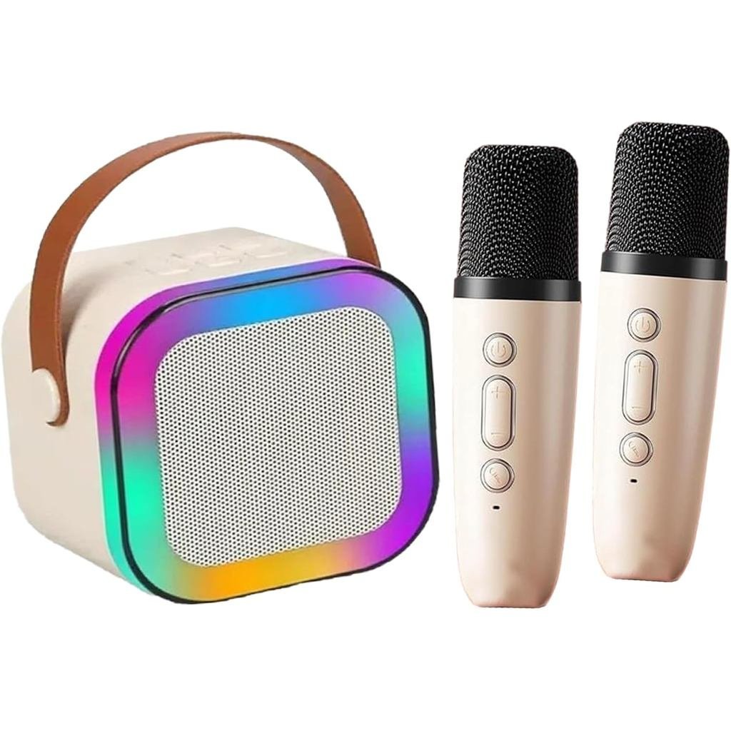 Mini Máquina de Karaokê para Crianças com 2 Microfones Sem Fio - Máquina de Karaokê Portátil com Bluetooth, Sistema de C