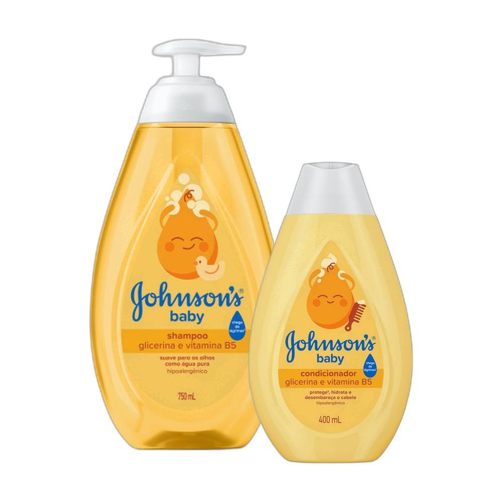 Kit com Shampoo Johnson's Baby Glicerina 750ml + Condicionar Johnson's Baby 400ml