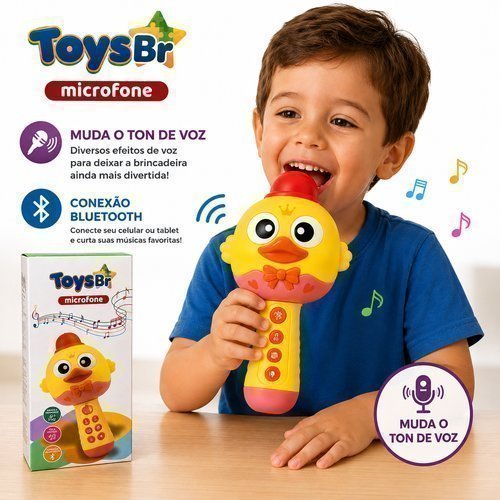 Microfone Infantil Bluetooth Recarregavel Com Historias Musicas Diversao Educativo Infantil