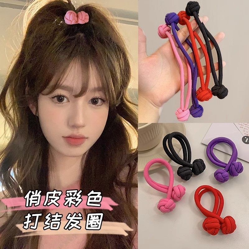 Nó chinês alto rabo de cavalo bandana meninas 2023 novo estilo laço de cabelo faixa de borracha alta elástica durável co