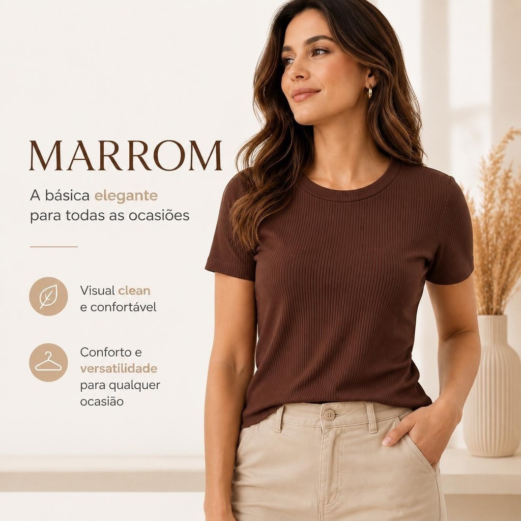 Blusa suede Comfy Canelado Poliéster com Elastano feminina moda basica algodao malha premium conforto verao casual dia a