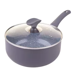 Panela Cerâmica Cazza com Tampa de Vidro Cinza 20cm