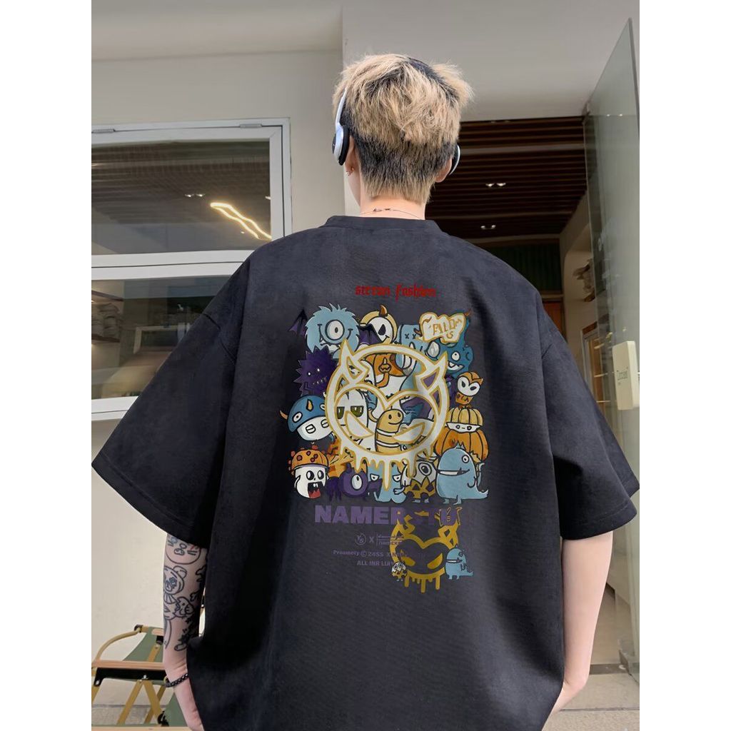Camiseta do pequeno diabo de manga curta meninos 2026 novo estilo na moda estilo Hong Kong solto crianças meia manga est