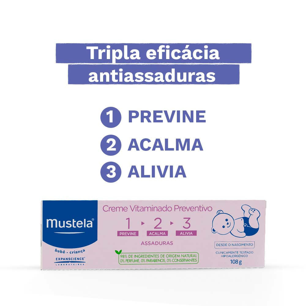 Creme Mustela Vitaminado Preventivo de Assaduras Tripla Ação 108g · foto 2