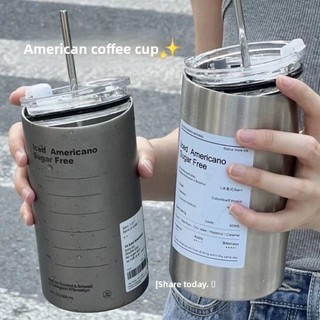 Copo térmico americano de alto valor, copo térmico com copo de palha, copo de água portátil de aço inoxidável de grande 