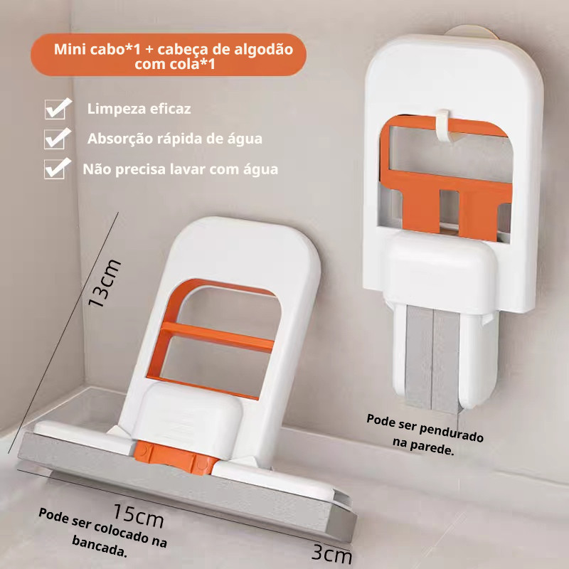 Mini Mop Dobrável de PVA para Mesa e Uso Interno com Esponja Absorvente para Limpeza Úmida e Seca — imagem 2 de 2