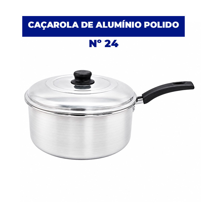 Caçarola de Alumínio Nº 24 | Com Cabo | 5L | Polido | Fabricação Própria