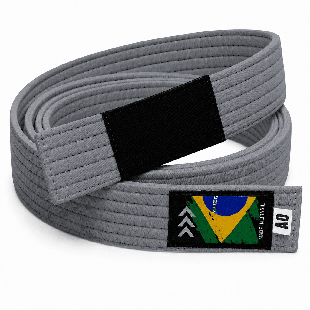 Faixa Jiu Jitsu Sequência Cinza Reforçada 6 Costuras Algodão