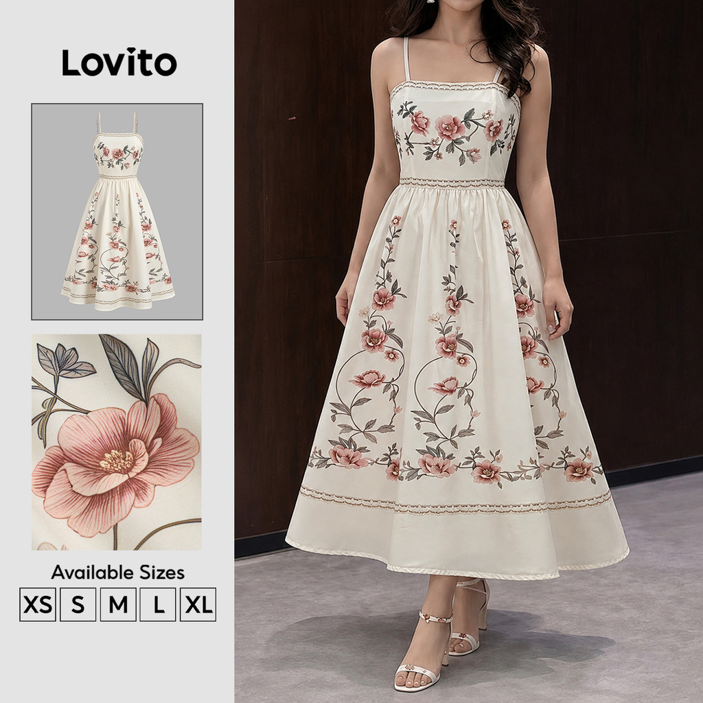 Lovito Vestido Boho com Zíper – Vestido de Primavera/verão Feminino DRK8P1D565