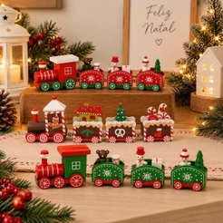 Trem De Natal Enfeite Natalino Para Decoração Trenzinho MDF
