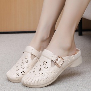 Nicho estilo moda chinelos femininos meio Baotou casa chinelos femininos All-Match exterior Wear Casual grosso @-