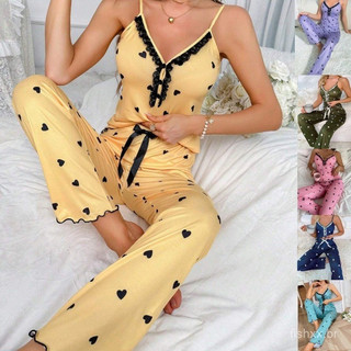 Conjunto de pijama feminino em estilo europeu e americano, duas peças, nova coleção de roupa de casa confortável, com ca