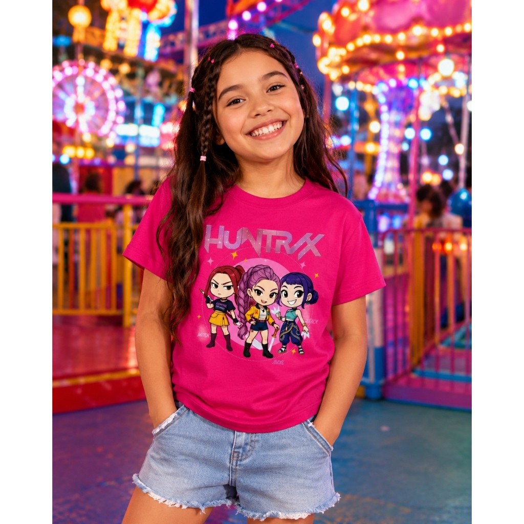 Camiseta Infantil Guerreiras do Kpop Camisa Huntrix6 Blusa Estampada Criança 100% Algodão Lançamento