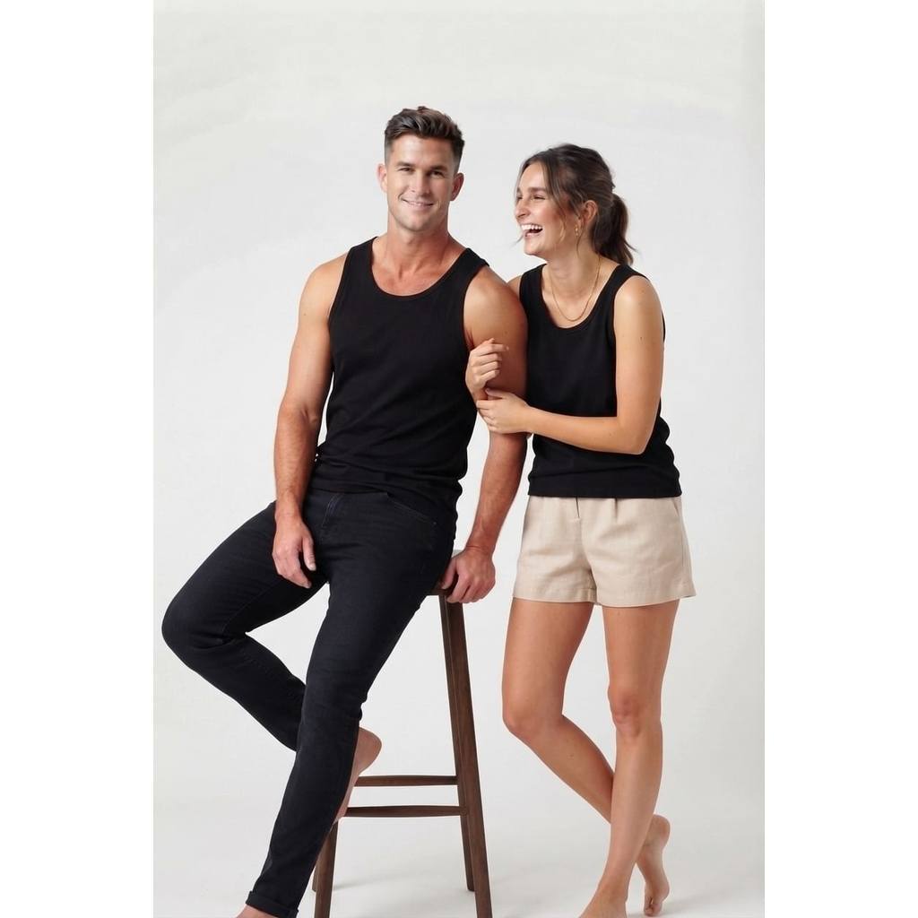 Camiseta Unissex T-Shirt Regata Gola Redonda 100% Algodão Confortável Canelada Básica Dia a Dia Praia Envio Rápido