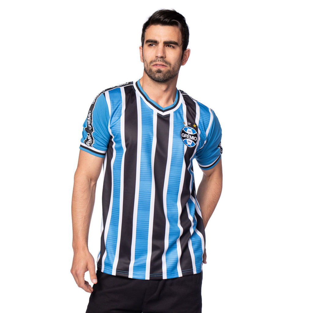 Camiseta Masculina Lotus Grêmio Tricolor Azul/Preto