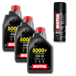 3 LITROS ÓLEO DE MOTOR PARA MOTO MOTOCICLETA MOTUL 5000+ 10W30 SEMI SINTÉTICO + LUBRIFICANTE DE CORRENTE MOTUL C2 200ML