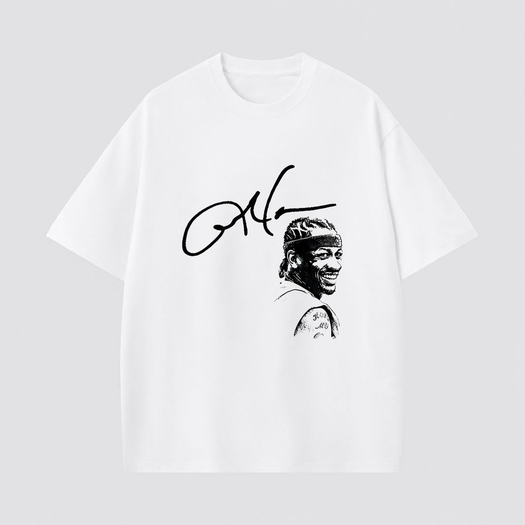 [Camiseta Premium em Algodão Puro]GXG Camiseta Streetwear IVERSON BASQUETE  Estampada Camiseta Oversized Algodão Sports 