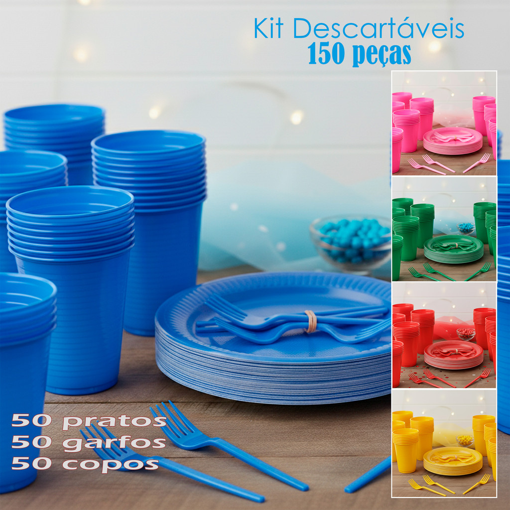Kit Descartáveis de Sobremesa Para Festa decoração 150 Itens mais cor e resistência