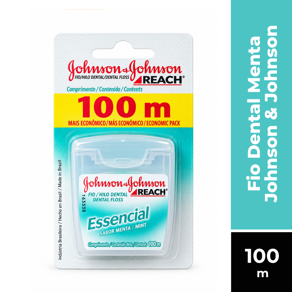 FIO DENTAL JOHNSON & JOHNSON REACH ESSENCIAL SABOR MENTA 100 METROS