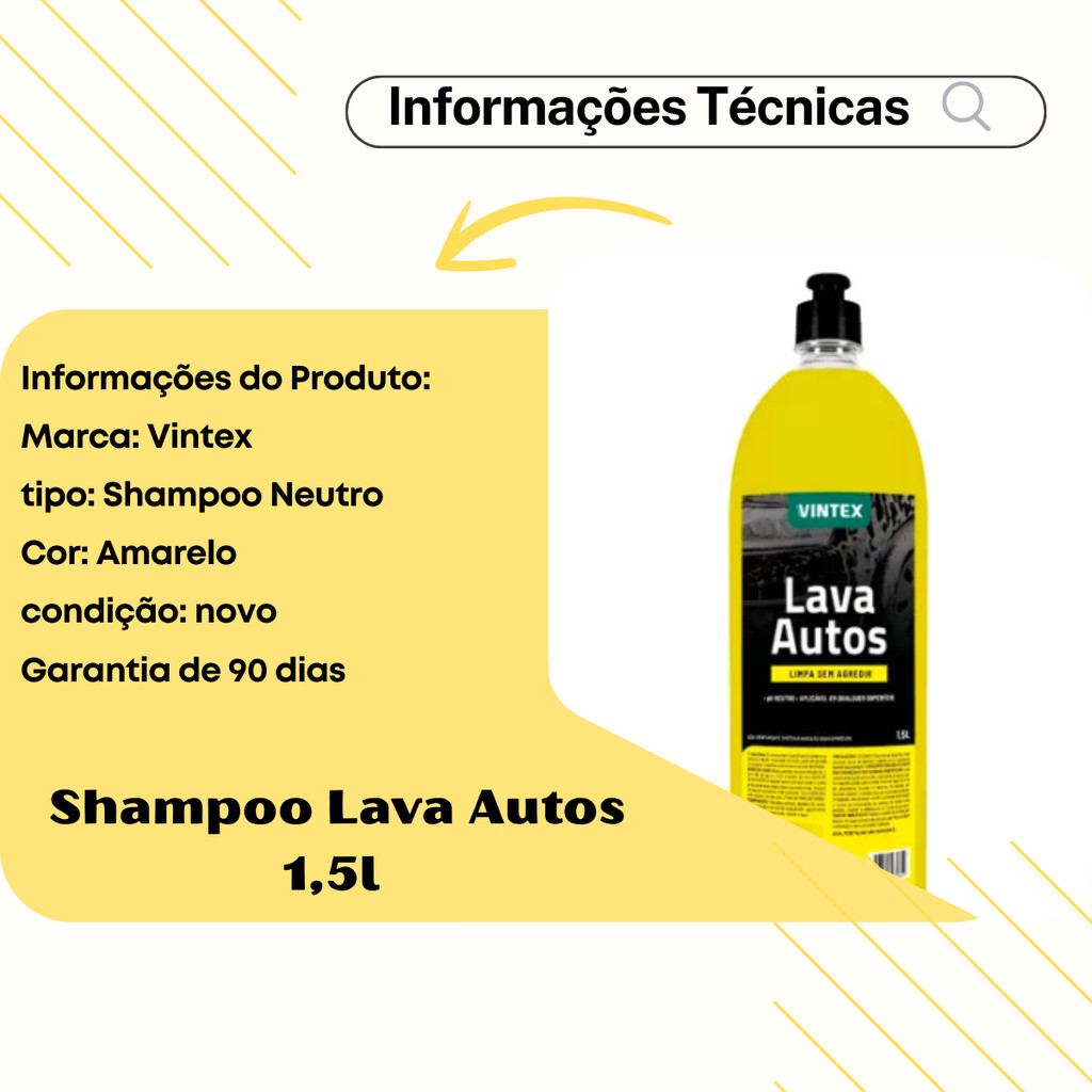 Lava Autos 1,5L Shampoo Automotivo pH Neutro Vintex Alto Rendimento Não Remove Cera — imagem 2 de 2