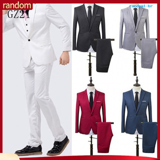 Terno Masculino Slim Fit de Um Botão para Negócios e Lazer, Conjunto Formal de Duas Peças para Casamento, Trabalho e Ban