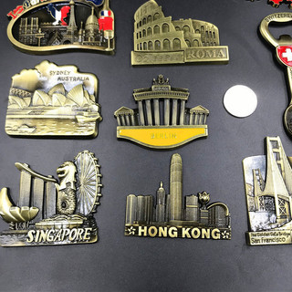 Vívido Suíça Singapura Austrália Itália França Adesivos de geladeira Metal Magnético Tridimensional Adesivos Criativos C