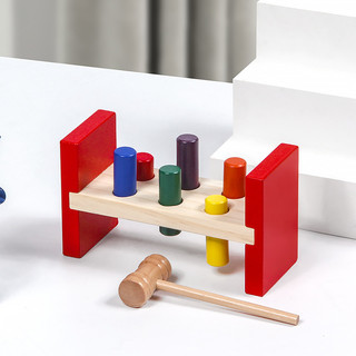 Mesa de empilhamento de madeira martelo percussão mesa mão-olho ação coordenação treinamento Montessori crianças educaci