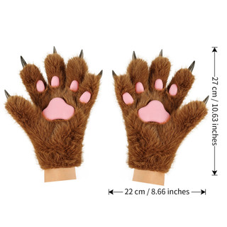 Luvas De Pelúcia Pata De Gato Cosplay Trajes Acessórios De Festa Garra De Pele VF8D
