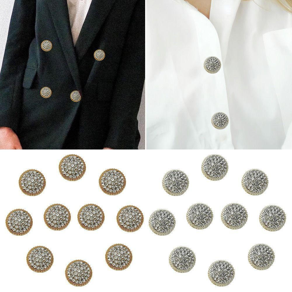 GODNESSFO 10 botões de metal com strass para decoração de roupas, botões de costura duráveis R12C