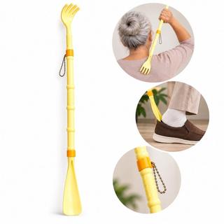 Calçadeira 2 Em 1 50cm Com Coçador De Costas Massageador Manual Calçador De Sapatos Adulto Idoso Multiuso