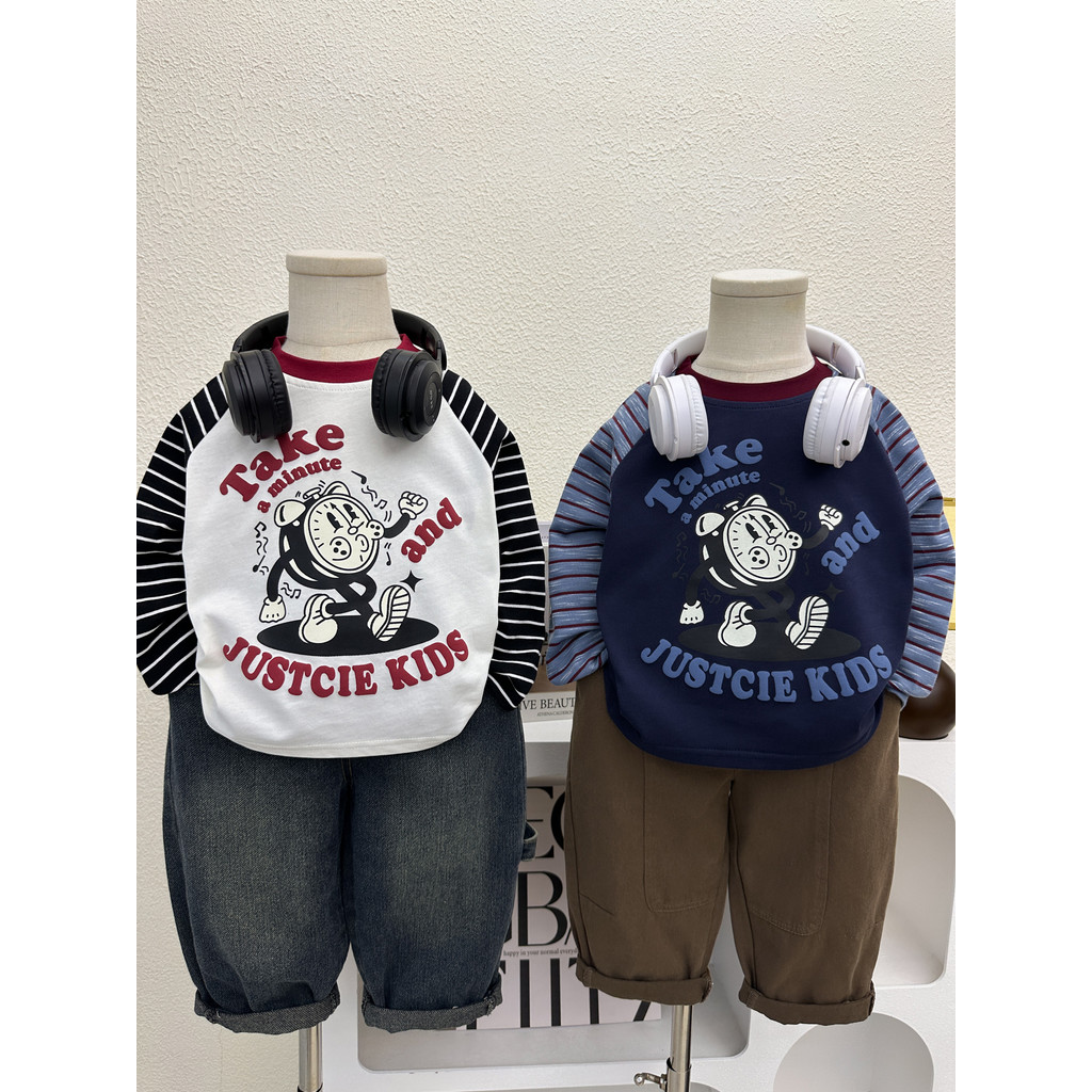Meninos primavera outono puro algodão manga comprida camiseta 2025 novo estilo crianças de manga comprida bebê dos desen