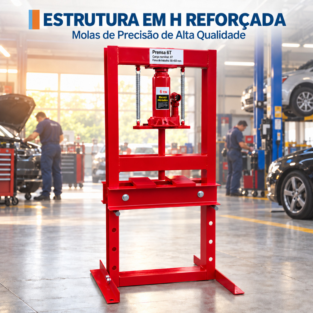 Prensa Hidráulica 6 Toneladas Reforçada - Oficina Industrial Compressão e Montagem — imagem 2 de 2