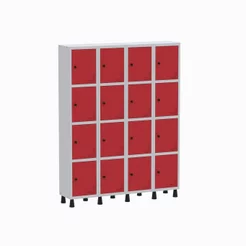 Armário Locker Guarda Volume Aço Light 16 Portas 138x179,5cm Vermelho e Cinza Cinza/Vermelho