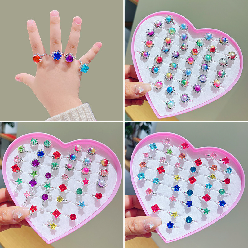 Crianças anel princesa simulação anel de diamante menina cristal Gem anel menina presente strass jóias diamante jóias