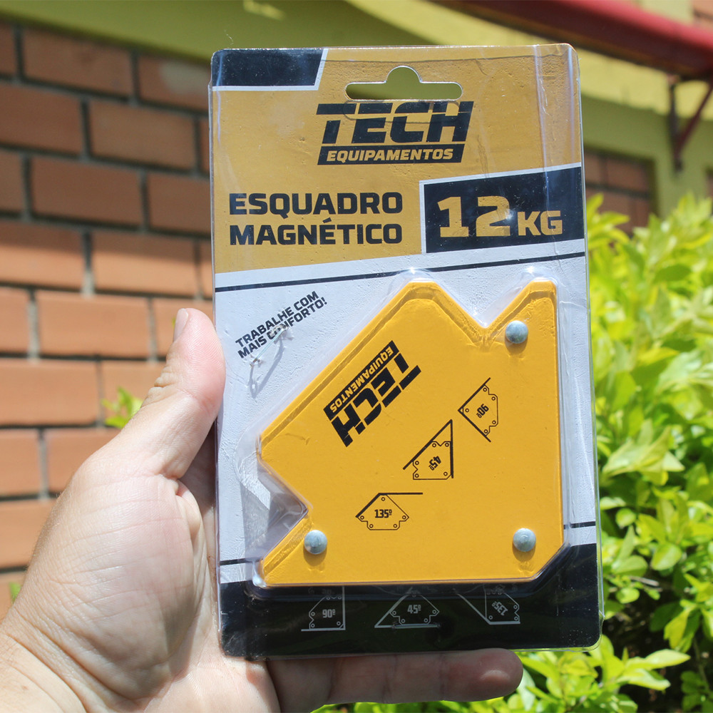 kit 2 Esquadro Magnético TECH 12kg Solda Multiângulos 30° 45° 135° Aço Reforçado Dupla Face · foto 2