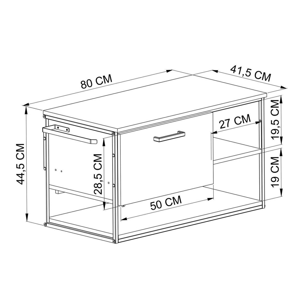 Gabinete Suspenso para Banheiro 80cm P1007 sem Cuba Marrom/Preto/Mel Preto/Mel · foto 2