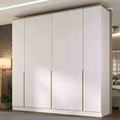 Guarda Roupa 6 Portas 4 Gavetas Logan Yescasa Branco/Olmo Italiano Branco/Olmo Italiano